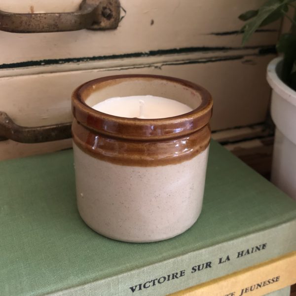 vintage stoneware pot candle – cornish cream