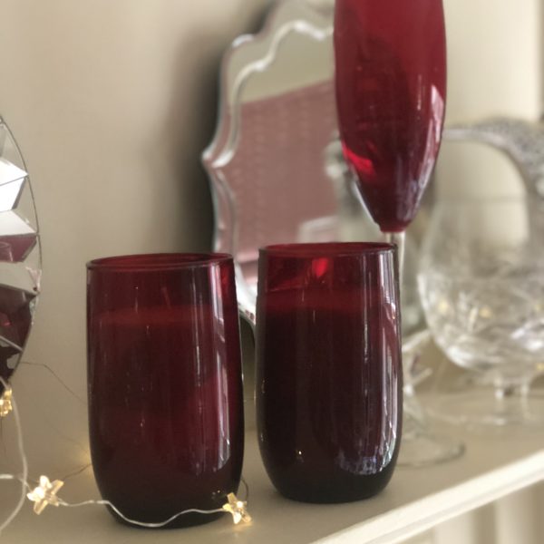 RED GLASS BEAKER CANDLES