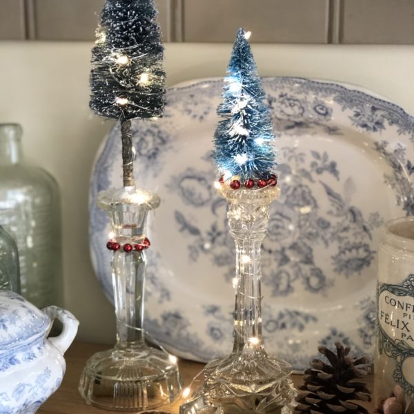 vintage glass candlestick christmas decoration