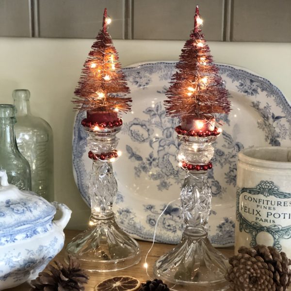 vintage glass candlestick christmas decoration