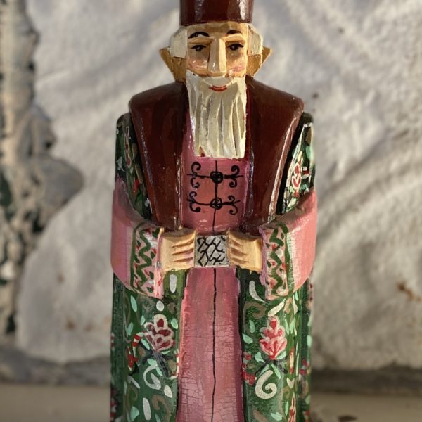 VINTAGE HAND CARVED AND PAINTED RUSSIAN ORTHODOX PRIEST MODEL