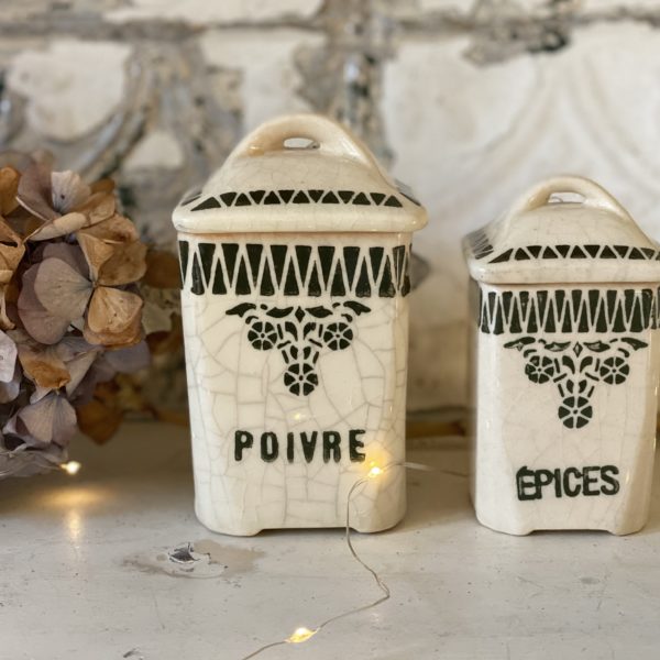 FRENCH VINTAGE SET OF CERAMIC CANISTERS