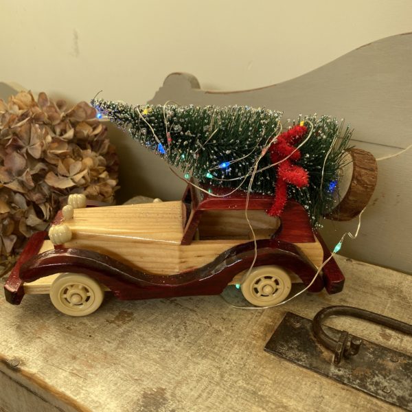 HANDMADE WOODEN CAR CHRISTMAS TREE DECORATION