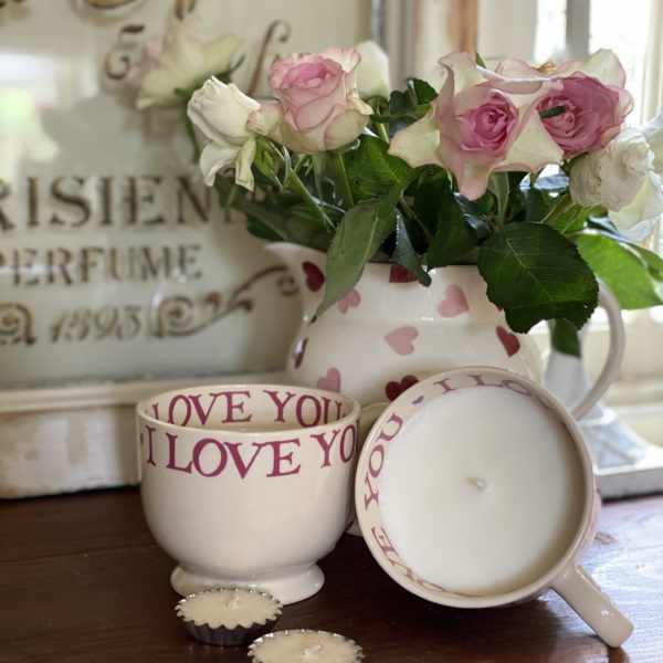 RARE EMMA BRIDGEWATER LOVE & KISSES CUP CANDLES