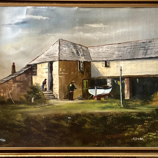 “AFTER THE CATCH” – ORIGINAL CORNISH OIL PAINTING BY HARRY BARDEN