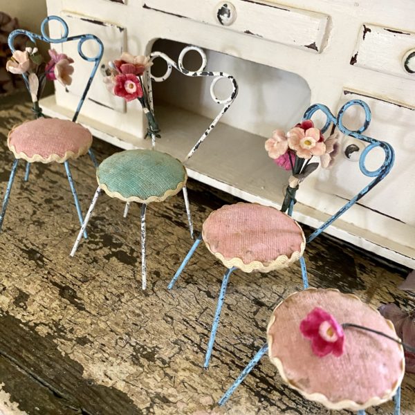 Beautiful Vintage French Style Miniature Café chairs and stool