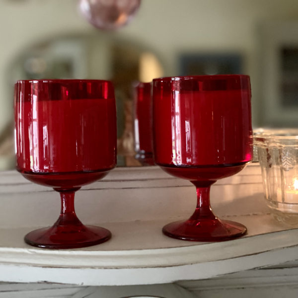 VINTAGE RED WINE GLASS CANDLES – SPICED ORANGE