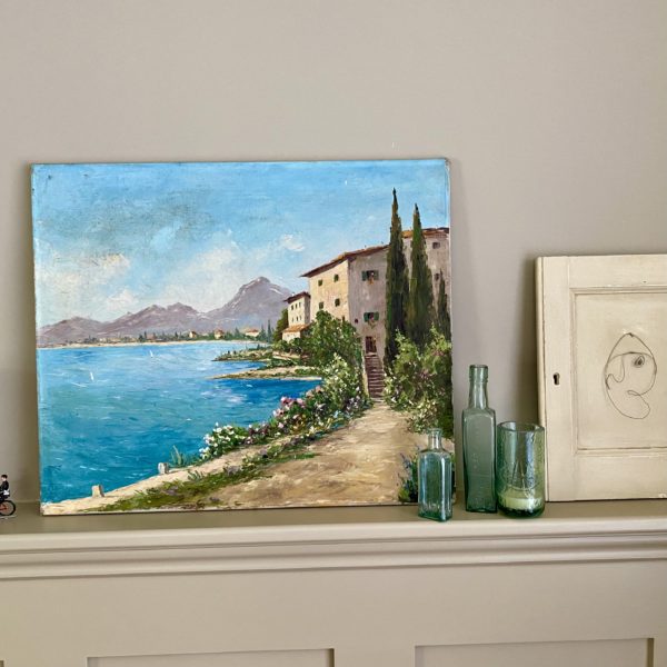 VINTAGE SIGNED ORIGINAL OIL PAINTING OF LAKE COMO, ITALY
