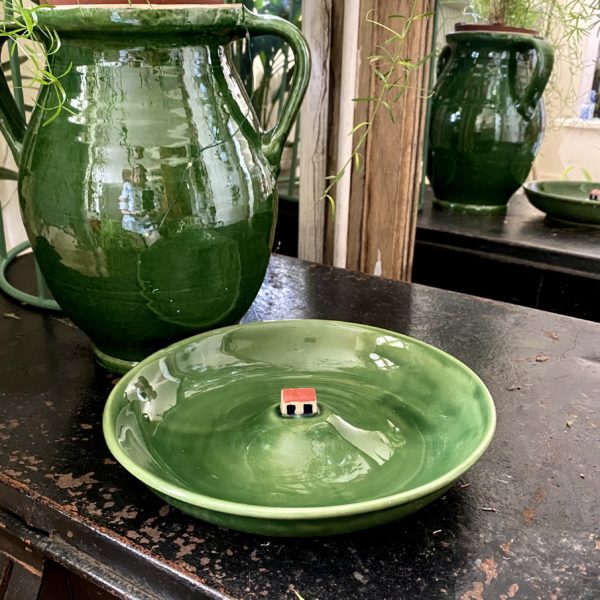 QUIRKY GREEN DISH WITH HOUSE