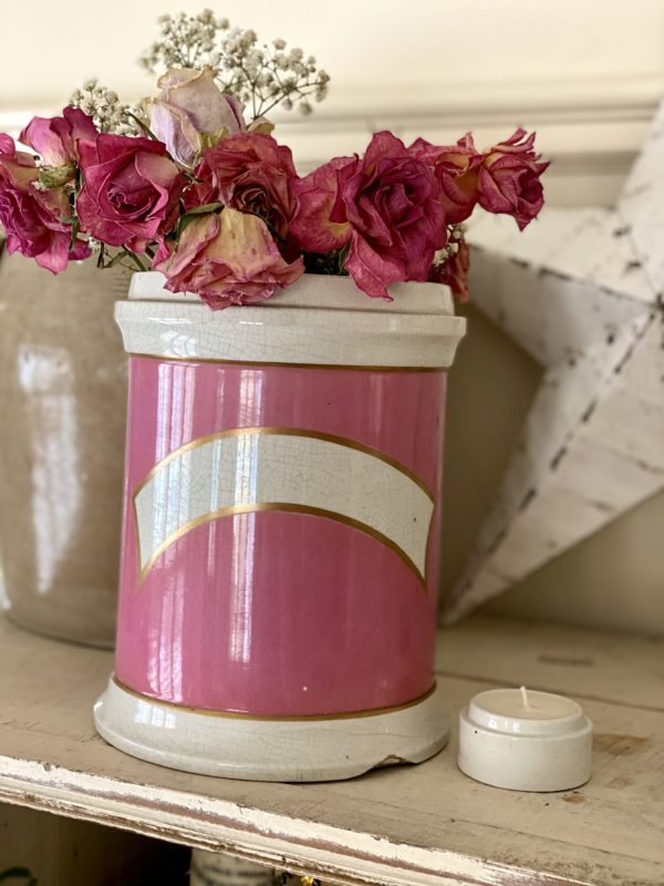 Huge antique pink apothecary jar